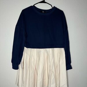 Lillusory Navy Long Sleeve Sweatshirt Dress